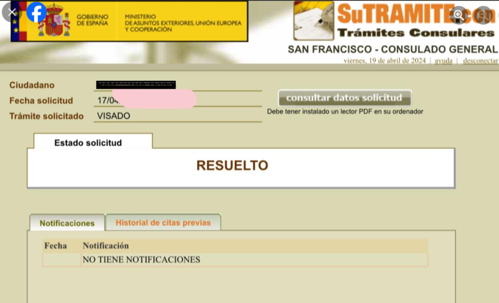 resuelto status spanish visa