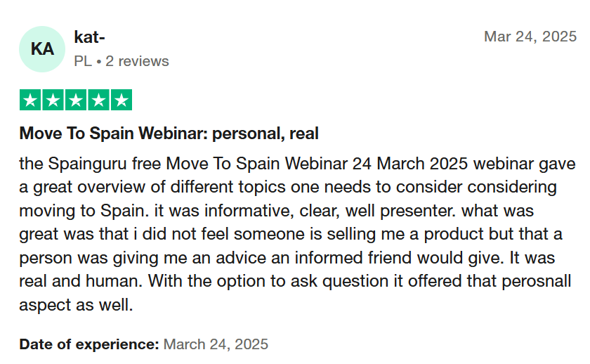 5-star review for Spainguru's How to Move to Spain