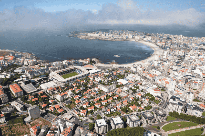 A panoramic view of A Coruña's city beaches